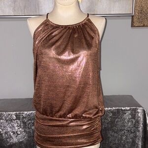 Metallic Brown Halter Top